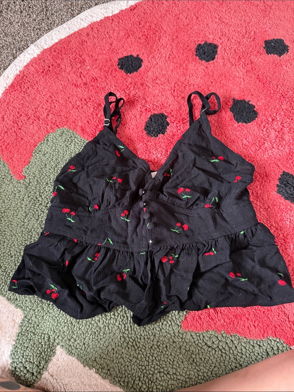 Black Cherry Embroidered Crop Top